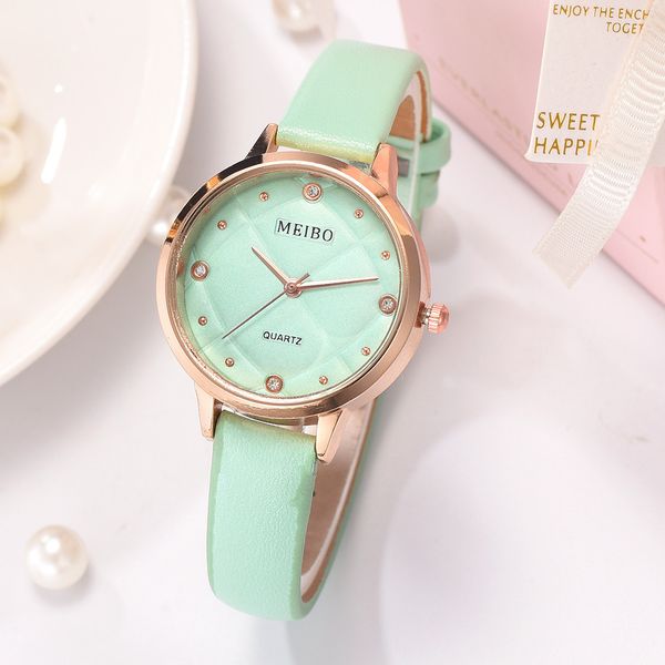 

women watches clock meibo brand ladies leather quartz dress wristwatch montre femme 10x, Slivery;brown