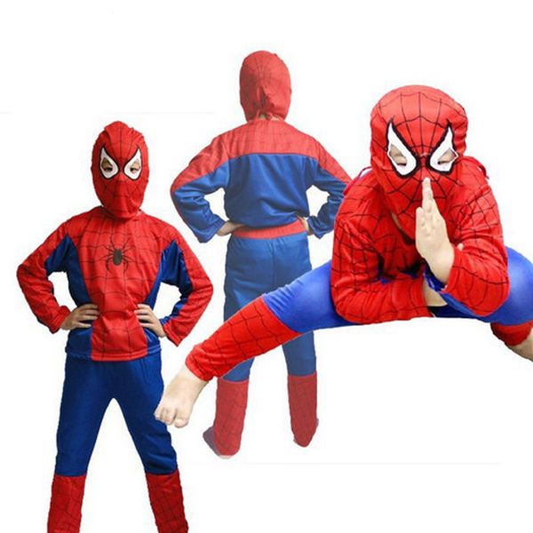 

kids superhero cosplay costume halloween comic spiderman spider man cos clothes kids designer clothes boys theater stage sets 06, Blue