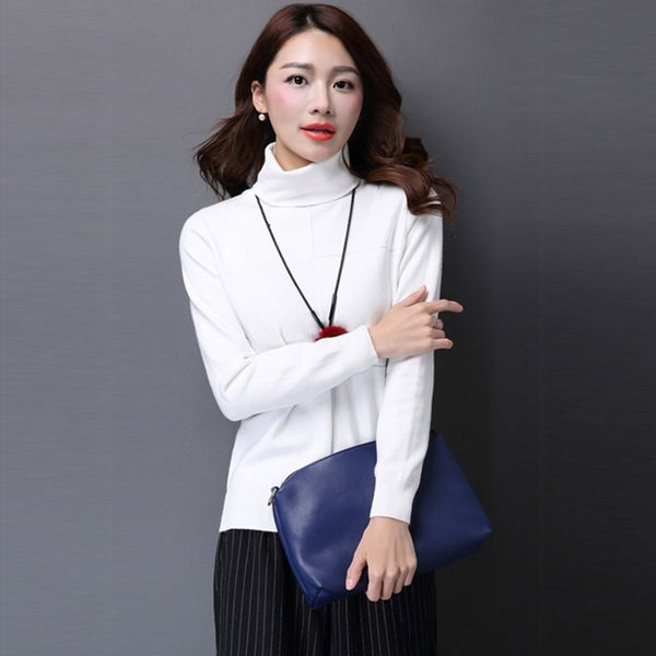 

женщины свободные вязаный свитер короткий пуловер мода тянуть дамы пуловеры топы трикотаж прилив падение пуловер роскошные женские тянуть, White;black