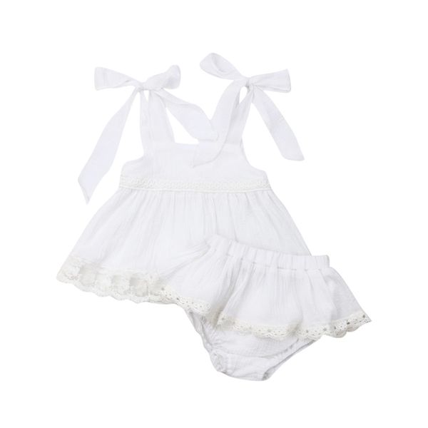 

девушки белая одежда набор повседневная todddler дети девушки sleevless ремень топы мини-платье + пачка шорты принцесса наряды лето 1-6y, White