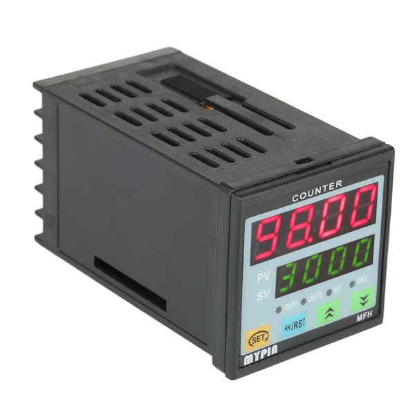 

dual 4 digits led display digital counter length meter intelligent 90-260v ac/dc preset length counter relay output pnp npn