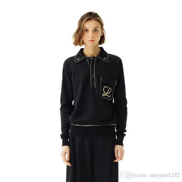 

910 2019 осень отворотом шеи обычная с длинным рукавом бренд же стиль свитер мода письмо свитер пуловер панелями changji, White;black