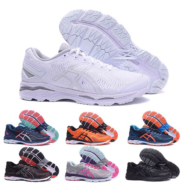 

designer gel-kayano 23 t646n running shoes triple white black orange brown blue pink mens trainers shoes women fashion sports sneakers 36-45, White;red