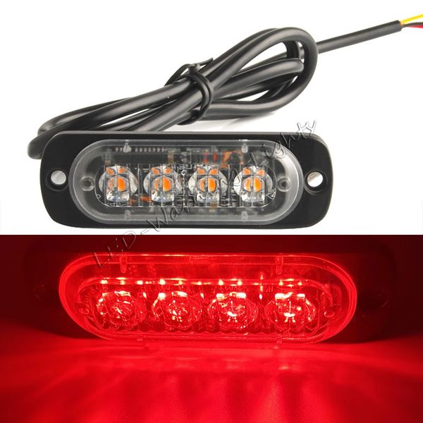 

10pcs 4led strobe light amber blue red green white warning lamp for car automotive motorcycle 4x4 suv atv utv offroad truck trailer safety