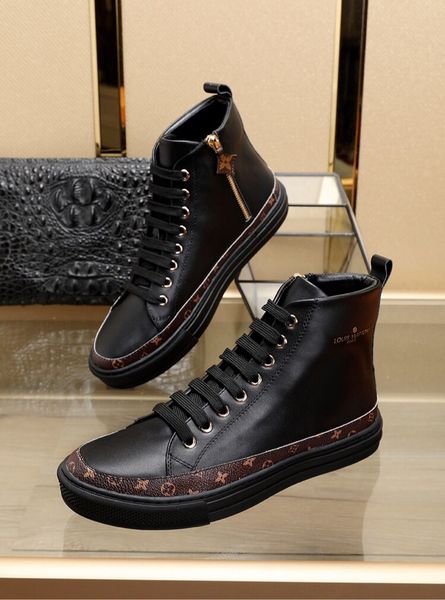 

8 louis vuitton gucci brand luxury men casual leather walking sports trainer sneaker running shoes with box a206, Black