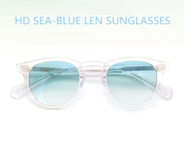 Новый Депп Кристалл-планка градиент / зеркало море-синий солнцезащитные очки HD UV400 пляжный отдых очки L M S размеры привыкли очки полный комплект чехол