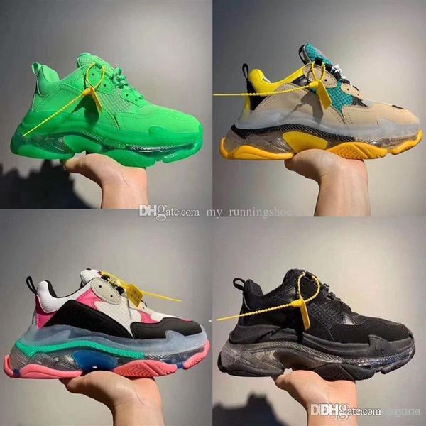 

luxury paris triple s 3.0 sneakers transparent nitrogen crystal outsole running shoes men women trainers designer black white eur 36-45, White;red