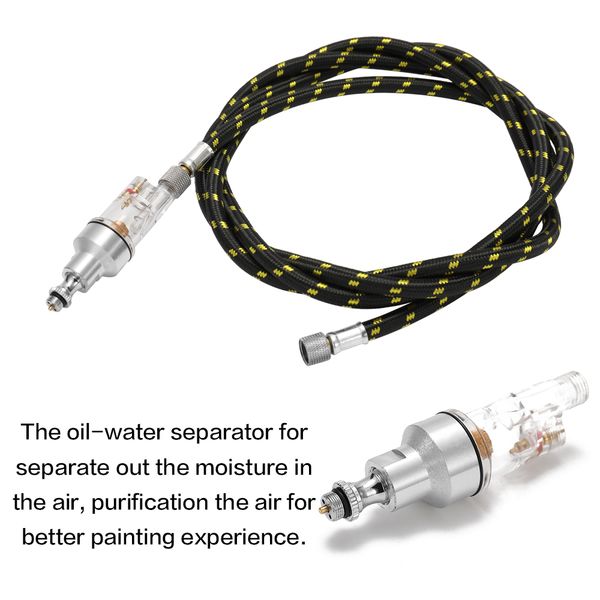 

kkmoon 180cm nylon braided airbrush air hose + 1/8" interface oil-water separator air filter paint spray pen woven pipe hose
