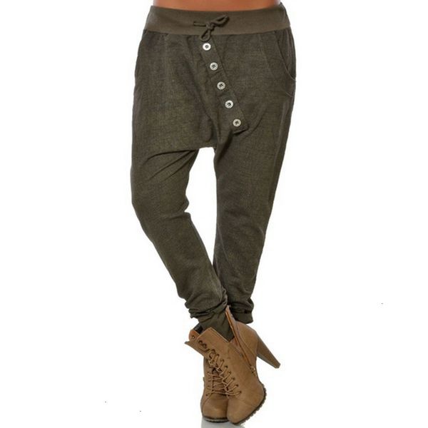 

дизайнер sweatpants повседневные брюки 2019 женские твердая эластичный пояс шаровары шаровары мешковатые штаны кнопка повседневный сыпучие п, Black;white