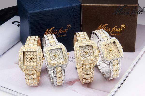

high-end malishi foreign trade selling european and american gold square quartz watch fashion diamond set ladies watch custom, Slivery;brown