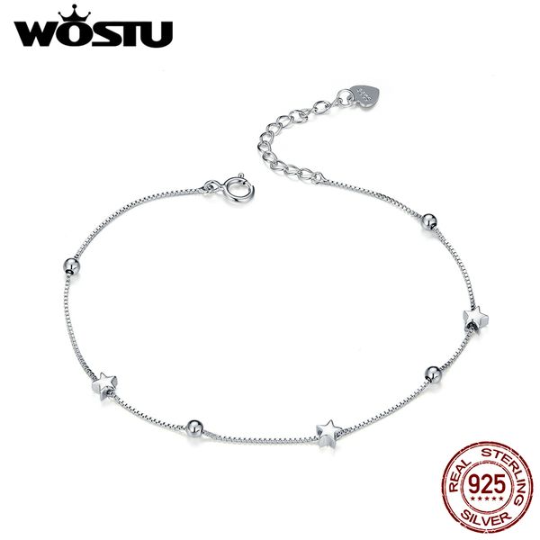 

wostu real 100% 925 sterling silver star браслет chain link для женщин оригинальные браслеты обручальное серебряные ювелирные изделия подаро