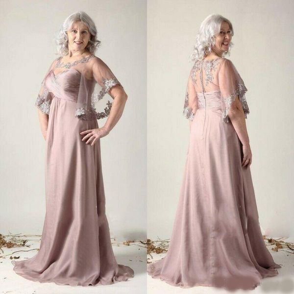 

vintage plus size mother of the bride dresses short sleeve lace appliqued chiffon evening gowns floor length prom dress, Black;red