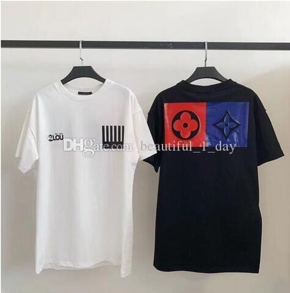 

19ss Monogram Письмо Геометрическая Printed Мода T-Shirt Лето дышащий Tee Повседневный Простые