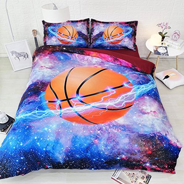 Basketball Duvet Cover Queen Soccer Bedding For Boys Blue Flame