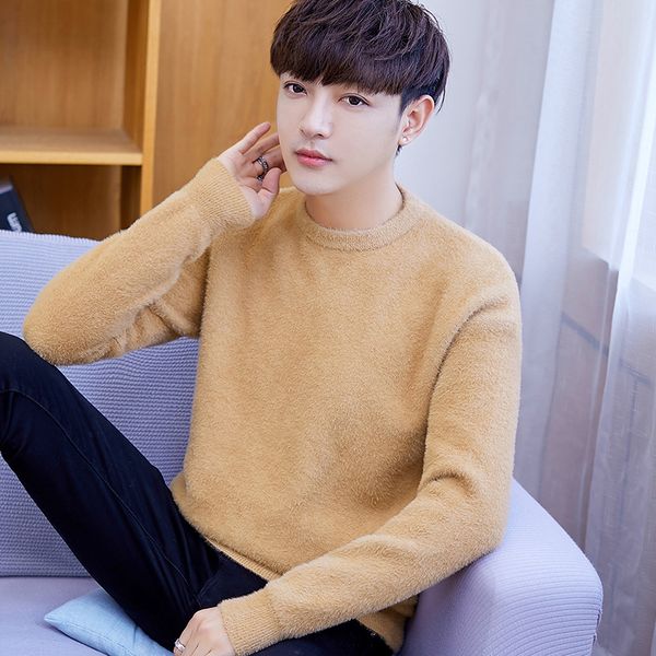 

мужская осень зима шея длинного рукав свитер одежда толщина теплого tide свитер мужского 1093, White;black