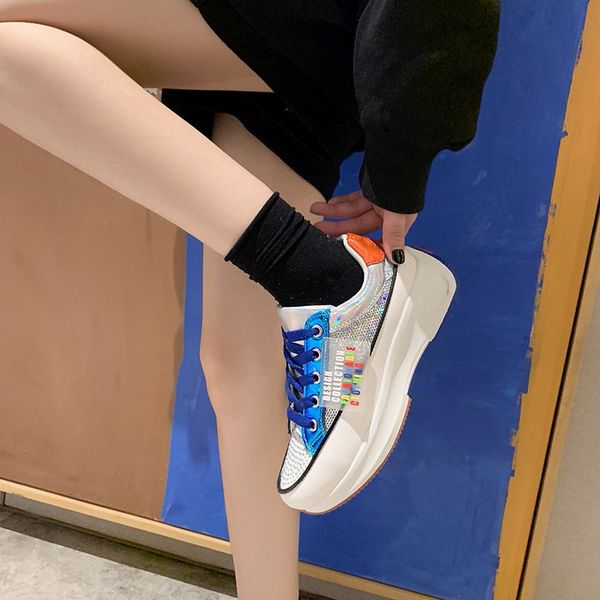 

women's shoes platform modis wedge basket 2020 all-match casual female sneakers round toe flats glitter new cute sports, Black