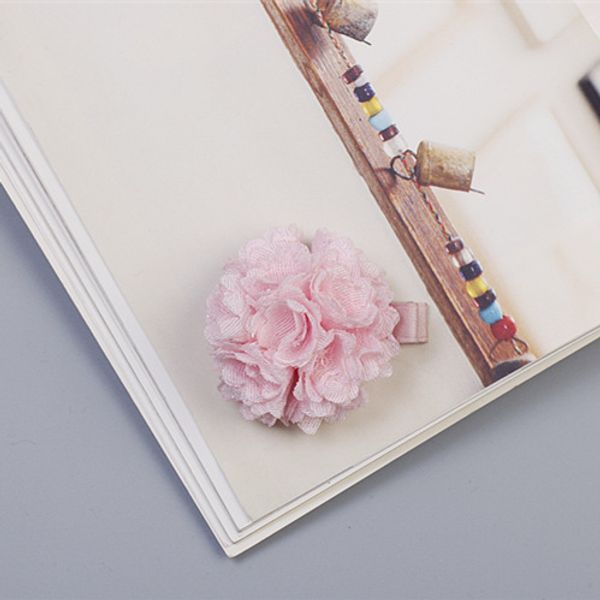 

wholesale boutique 20pcs fashion cute flower hairpins solid floral pom pom hair clips princess headware hair accessories, Slivery;white