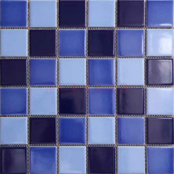 2020 Glossy Light Dark Blue Porcelain Mosaic Tile Kitchen