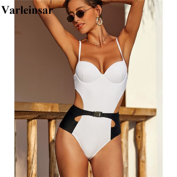 

2020 new 2 colors push up bra cup monokini women swimwear one piece swimsuit female bather bathing suit swim lady v1851, White;black