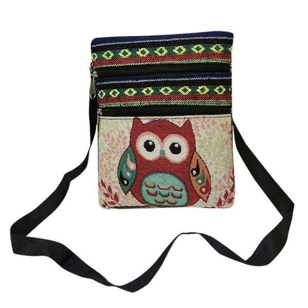 

women's handbag canvas owl print shoulder messenger bag national style ladies cossbody bags beach bag bolsos mujer #h25