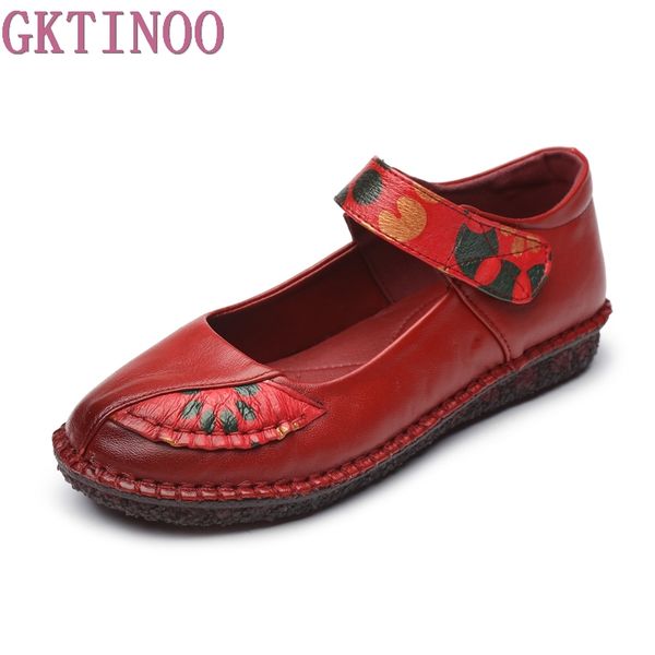 

gktinoo women flats genuine leather shoes women casual loafers flats shoes soft outsole handmade 3 colors, Black