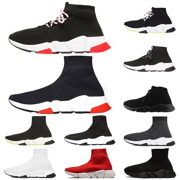 

2020 new quality designer sock shoes speed trainer black white red lace wine rose pink women men fashion running shoes 36-45