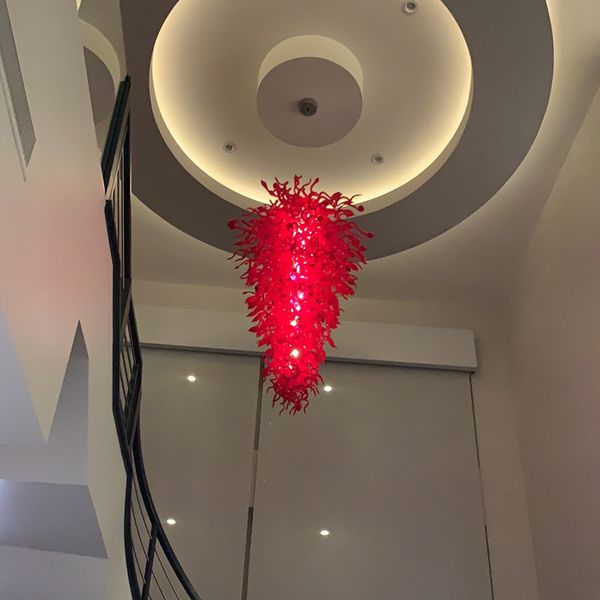 

customized large size red murano art chandelier handmade blowing italy style curly glass chandeliers lighting for stairs ceiling decor