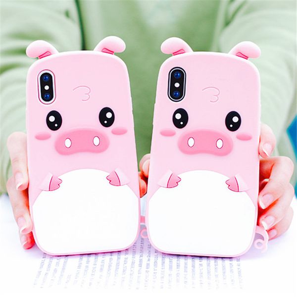 

3d cartoon pink pig soft silicone phone cases for iphone xs max xr cover for iphone 4 4s 5 5s 6 6s 7 8 plus x for samsung case