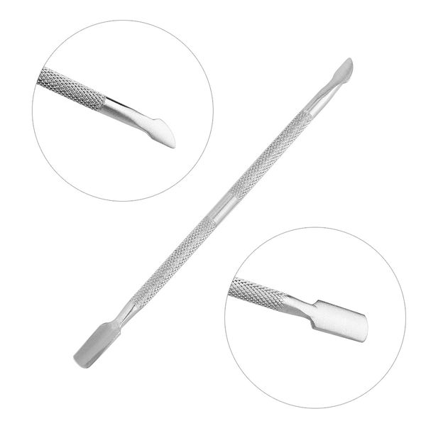 

1pc new women double ended diy nail art manicure stainless steel spoon shape pusher cuticle remover manicure tool