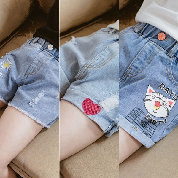 

children's pants and and 2020 girls jeans shorts casual shorts big girls foreign style jeans summer, Blue
