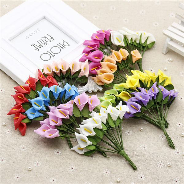 

144pcs mini foam calla lily fake flowers bouquet artificial flowers for decoration wedding decoration valentine's day present. q