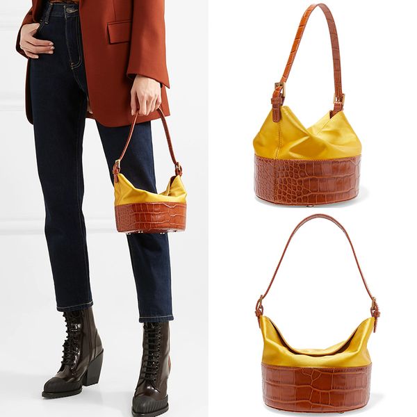 

brand stitching crocodile bucket bags handle women's handbags casual shoulder bags sac a main clutch purses totes handbags