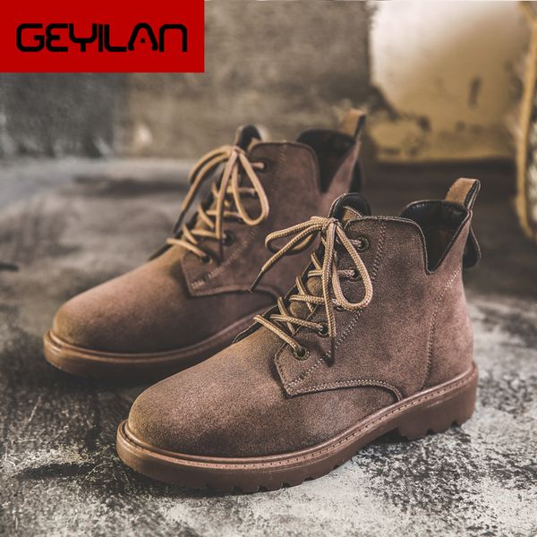 

vintage cow suede women shoes fashion casual ankle boots autumn winter wedges outdoor warm work boots, Black