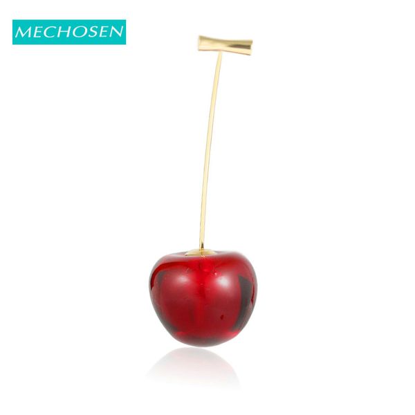 

mechosen cute fruit cherry red resin brooch women girls clothing cardigan suit collar scarf dress fashion gold pins button gifts, Gray
