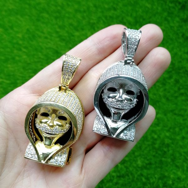 

brass cz hip hop jewelry ghost pendants the phantom in a hat necklace men and women jewelry gift cn128, Silver