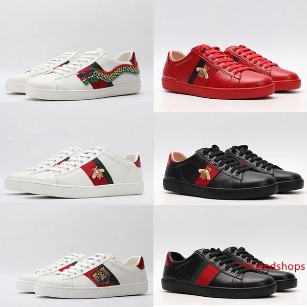 

2020 italy ace luxury designer sneakers for men women fashion triple black white tiger head leather bee chain embroidered casual shoes