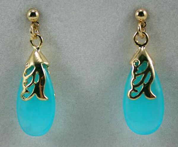 

nueva moda dama elegante natural jade gota pendiente, Silver