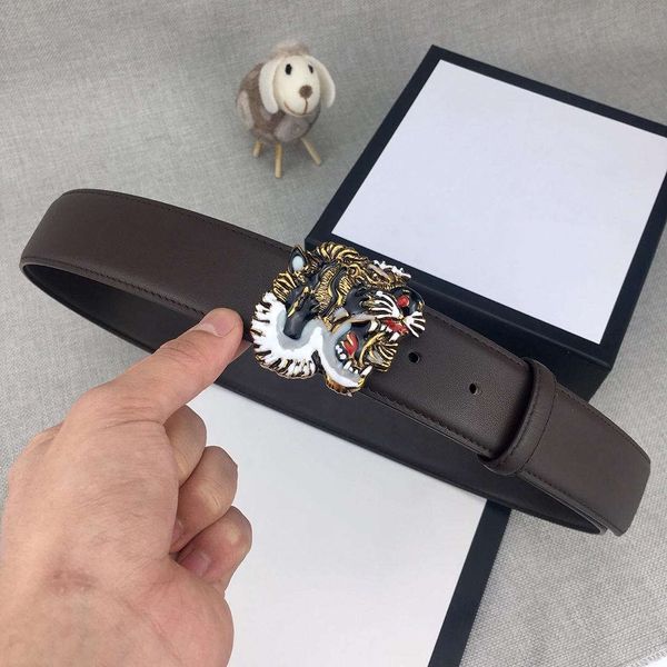

новые дизайнерские ремни роскошные ремни мужчина женщина ремень мода античная латунь материал голова тигра гладкая пряжка ширина 38 мм высок, Black;brown