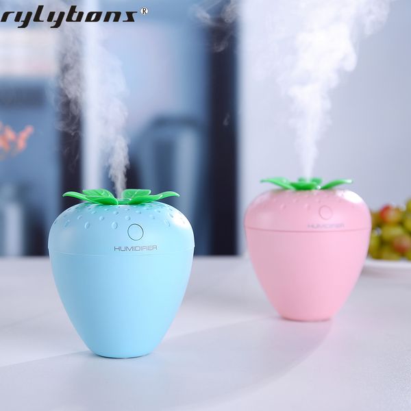 

rylybons 180ml strawberry air humidifier cute humidificador mist maker air freshener with led lamp light mini fan for home