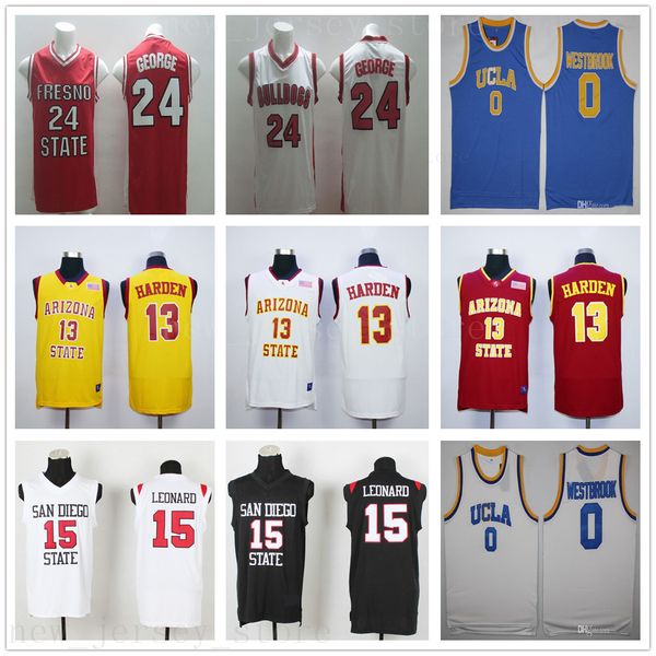 2019 New Russell 0 Westbrook Jersey Ncaa James 13 Harden Camisas de basquete de alta qualidade Ed Kawhi 15 Leonard