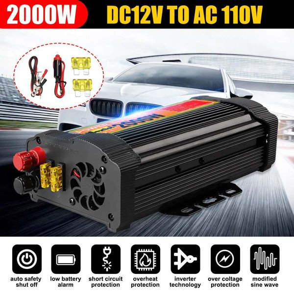 

dual usb 4000w dc 12v to ac 110v car power inverter charger converter adapter dc 12 to ac 110 modified sine wave transformer