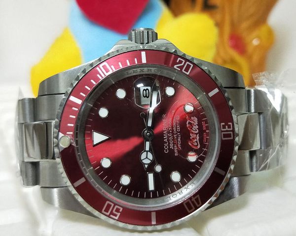 

movimento fashion 40mm watch meccanico di qualità classic noble red dial ceramic bezel luxury 2813 mens 2019 automatic asia orologio jflbu, Slivery;brown