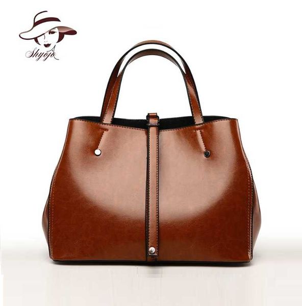 

fashion oil wax leather women tote lady hand bag messenger handabg big capacity purse pocket