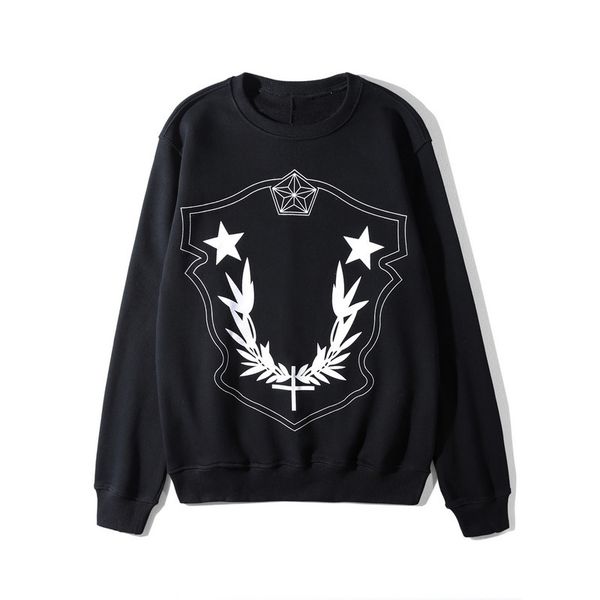 

осень новая европейская и американская мода хлопок сыпучей ухи пятиконечной звезда печать пуловер с длинным рукавом пары свитера, Black