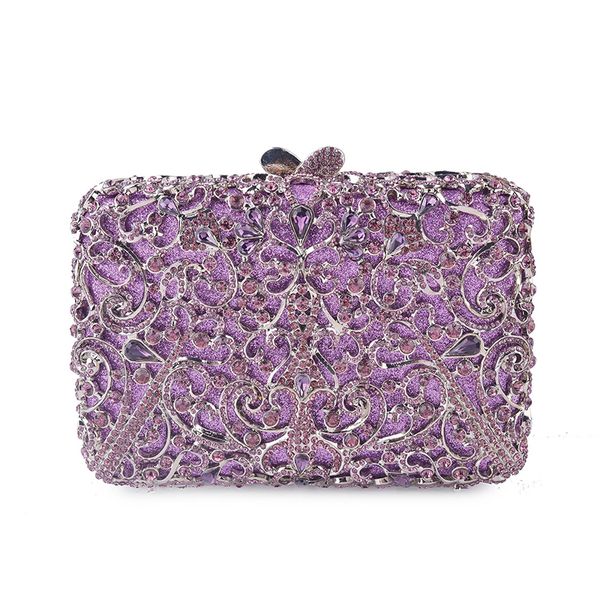 

purple/pink/red bridal crystal women clutch xiyuan rhinestone evening bag luxury party clutch chain handbag ladies metal purses