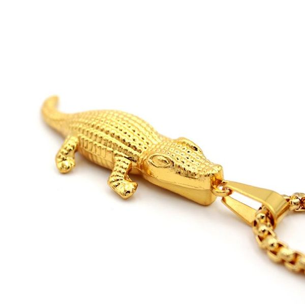 

new european and american fashion attractive hip hop jewelry alloy color retention personality crocodile necklace animal boutique pendant, Silver