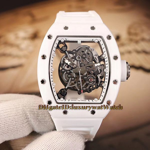 

level version rm055 skeleton dial white nano-ceramic composites case japan miyota automatic rm 055 men watch white rubber strap watches