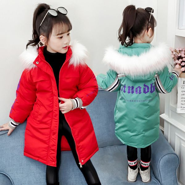 

2019 новый стиль корейский стиль мальчик хлопок девочки зима рук пальто хлопка big boy дети меховой воротник пальто литерных thread, Blue;gray