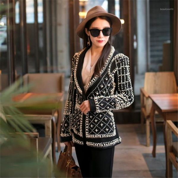 

new black pearl blazer jacket nightclub costume female guest ds singer dj performance party celebration women coat1, White;black
