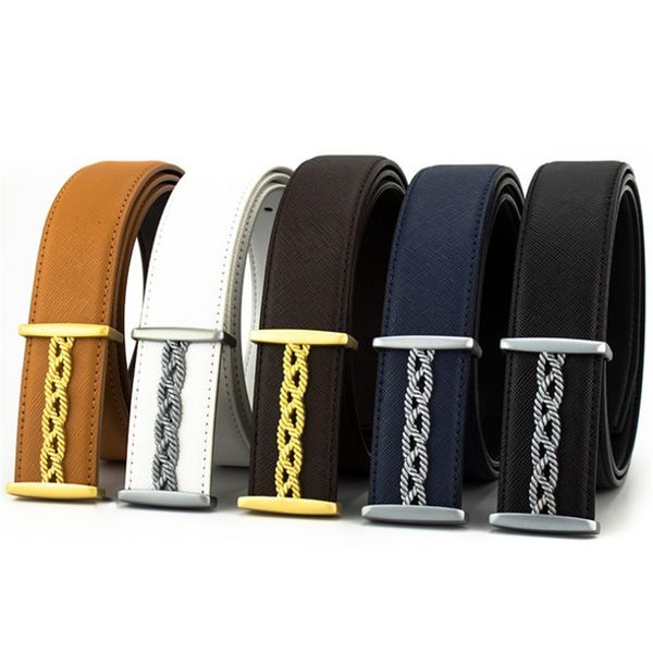 

mens business cowhide designer belt for man womens smooth buckle belts highly quality cowhide 3 color optional, Black;brown